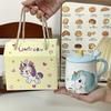 Cute Rainbow Unicorn Ceramic Mug with Lid Spoon Girl Heart Drink Water Cup Office Coffee Cup Gift