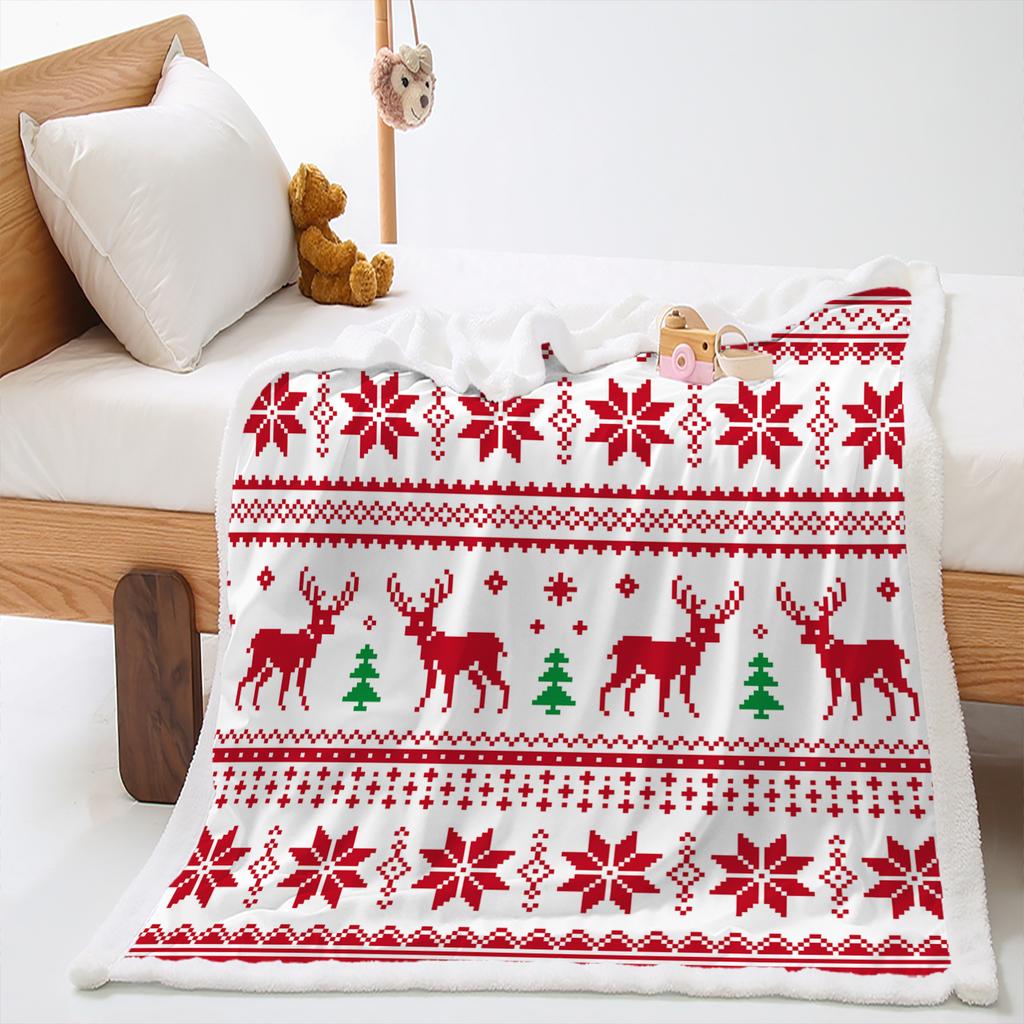 Blanket 2D Digital Printing Christmas Lamb Fleece Crystal Fleece Blanket Blanket