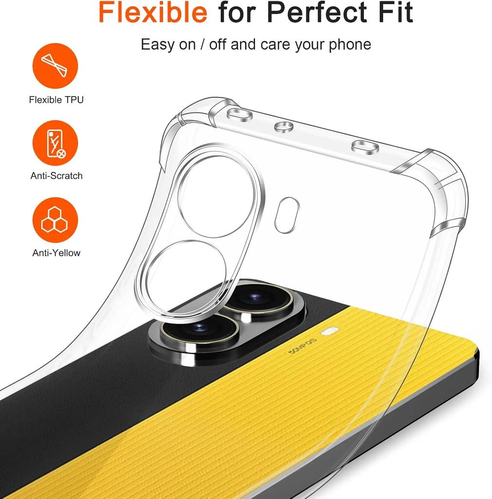 TPU Transparent Case for Xiaomi Poco F7 5G Protective Cover Four Corners Shockproof Bumper Coque Fundas