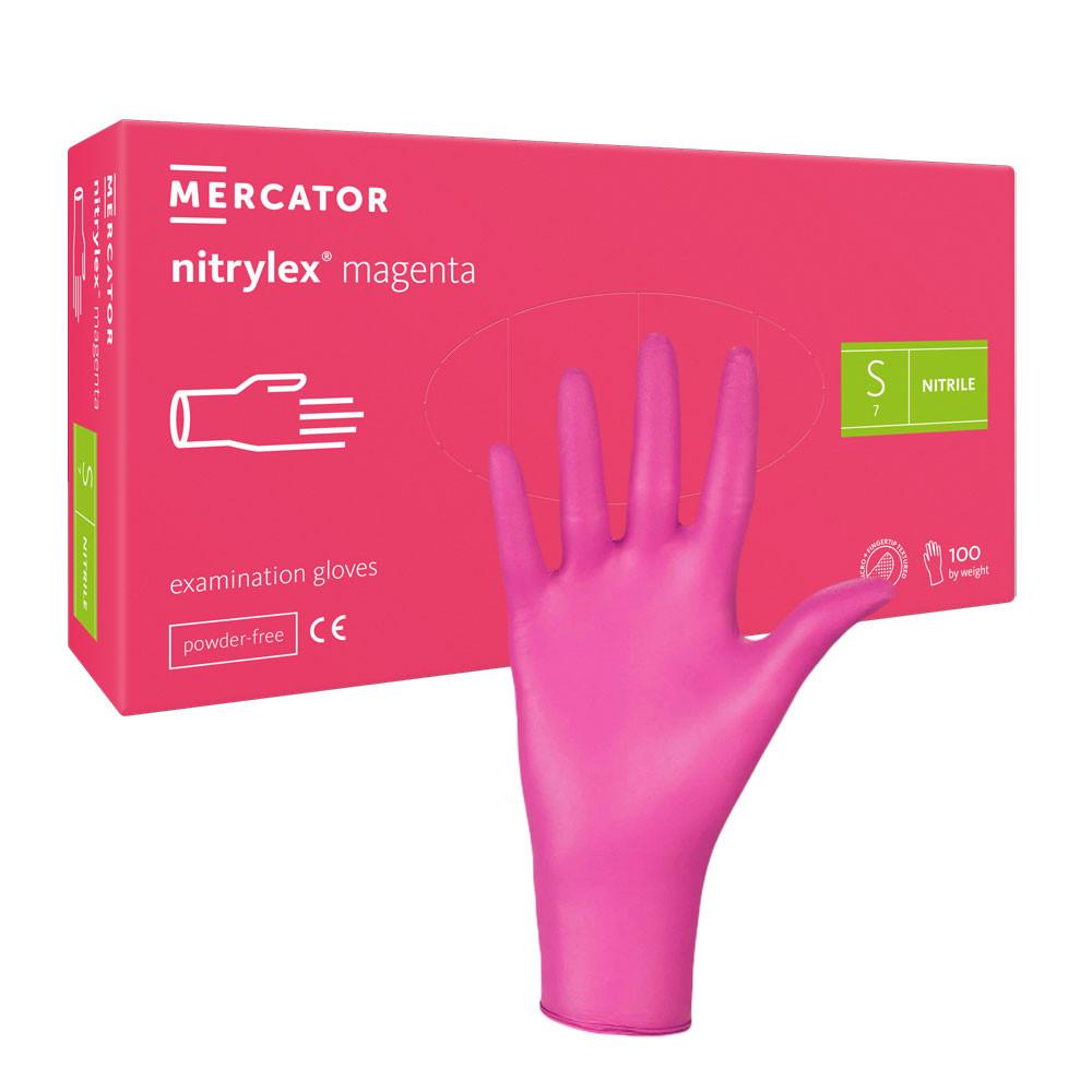 Nitrile Gloves Pink Mercator Nitrylex Magenta 100 Pieces
