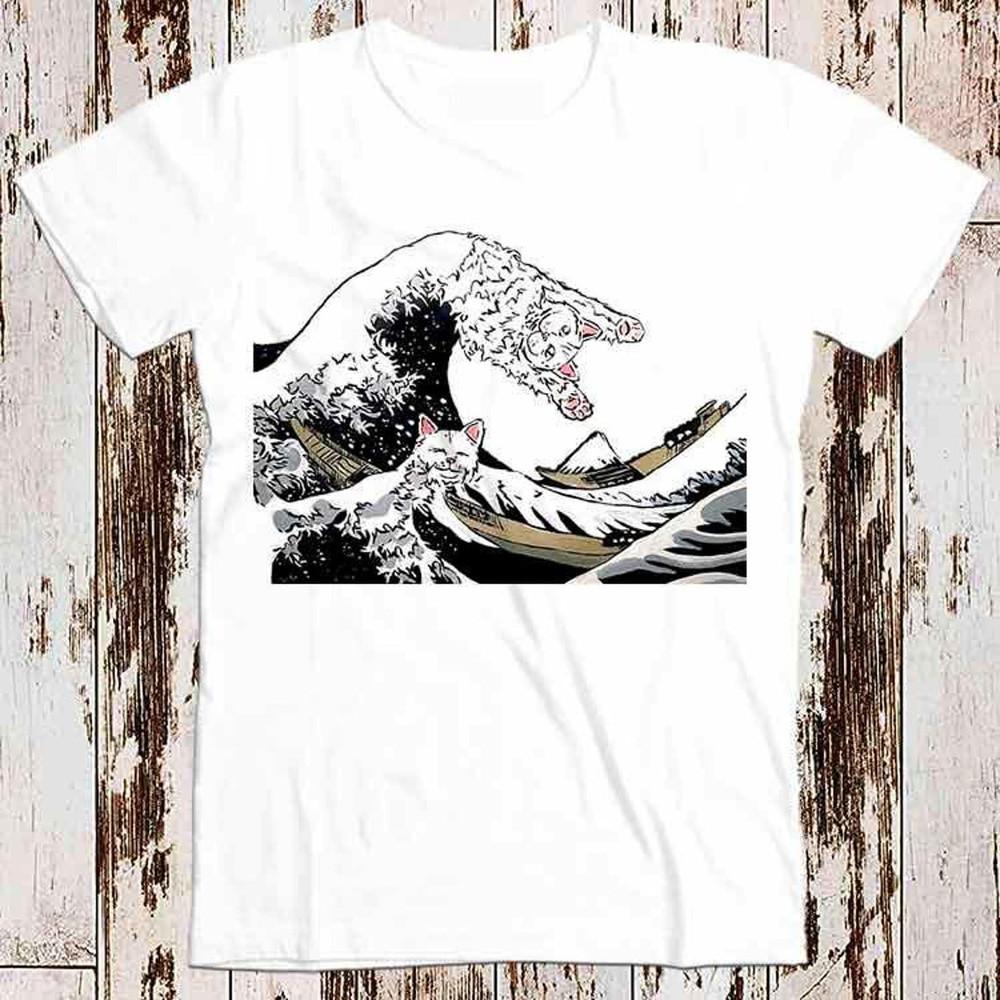 Great Wave Of Cats Kanawaga Funny Super Cool Best Gift Top Tee T Shirt