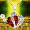 Women's Double Love Heart Pendant Alloy Chain Crystal Rhinestone Necklace Jewelry