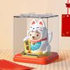 Машущий Солнечный Кот Удачи Фигурка Кавайный Кот Удачи с Прозрачной Коробкой для Панели Автомобиля и Домашнего Декора