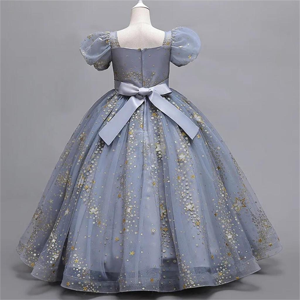 4-13 Year Old Elegant Girl Party Dress Sequin Embroidered Mesh Gorgeous Ball Evening Dress Formal Cocktail Girl Princess Dress