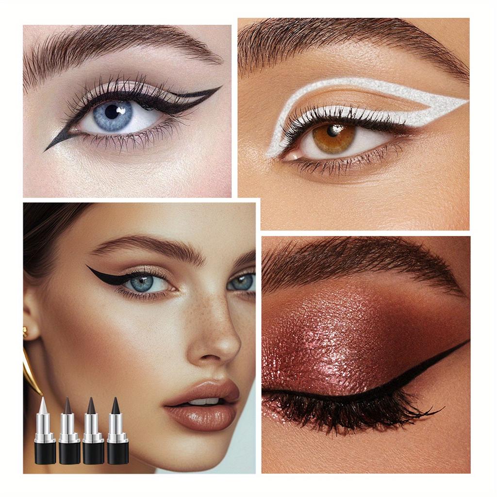 Waterproof & Sweat-Resistant Multi-Use Eye Pencil Set - Smudge-Proof Long-Lasting for Eyeshadow, Eyeliner & Lipstick, 4 Colors (Silver-White/Black)
