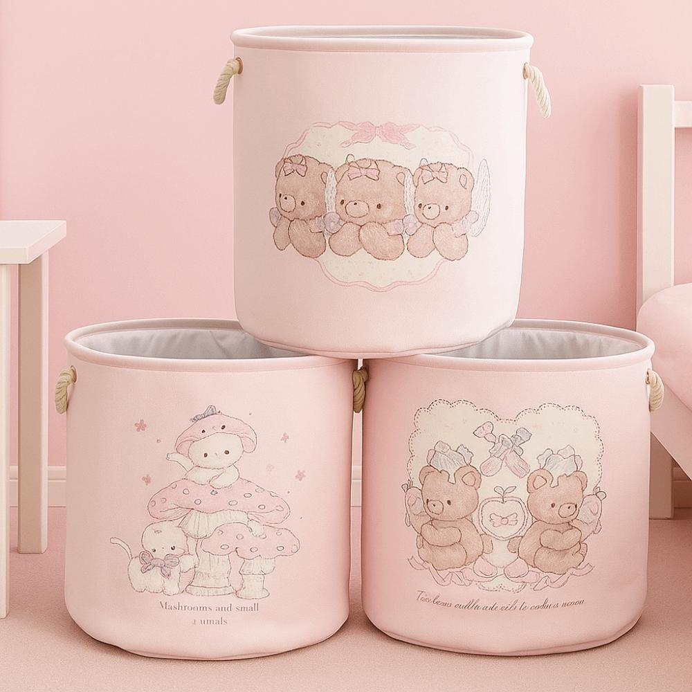 Round Shape Dirty Clothes Basket Cartoon Sundries Storage Basket Laundry Hamper  for Home