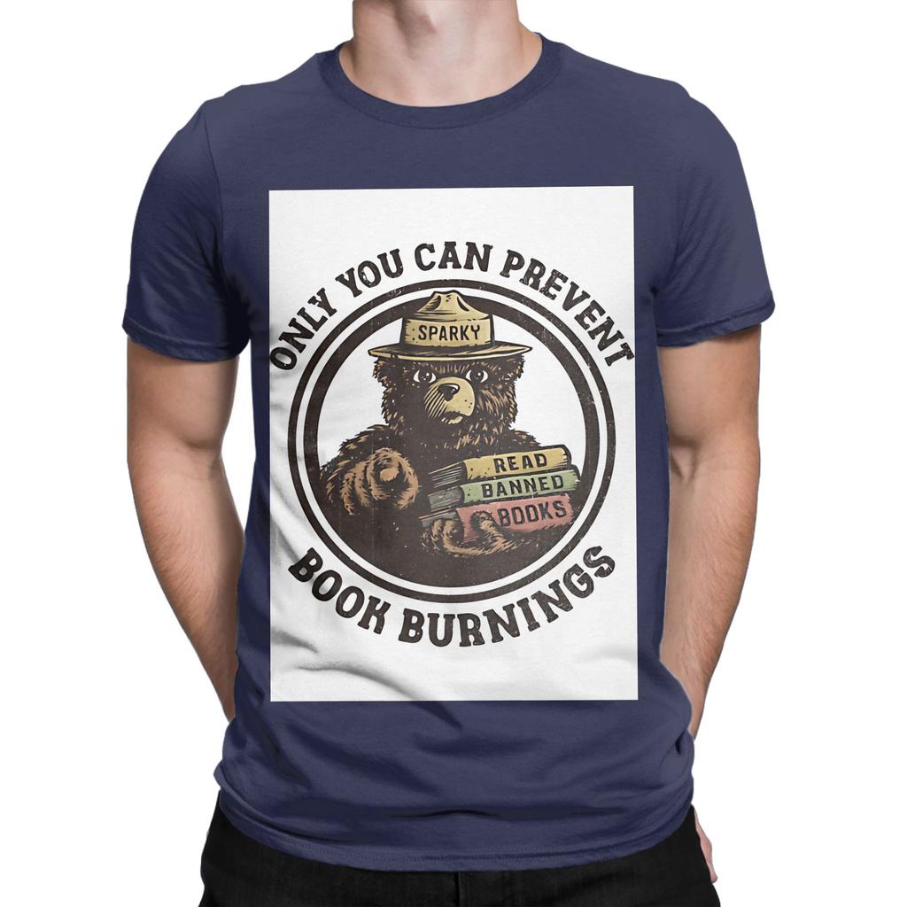 You Can Prevent Book Burnings Funny Graphic 100 Cotton Tshirt Smokey Bbear Tops Tees For Unisex
