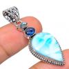 Natural Republic Larimar, Moonstone 925 Solid Sterling Silver Pendant 1.81" B0w63