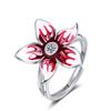 Стерлингового серебра 925 пробы, индивидуальное красное масло с каплей большого цветка, обручальные кольца с регулируемым отверстием, элегантное кольцо на палец для женщин