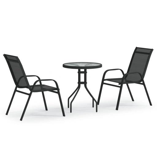 Vidaxl 3-Częściowy Zestaw Mebli Bistro Do Ogrodu, Czarny