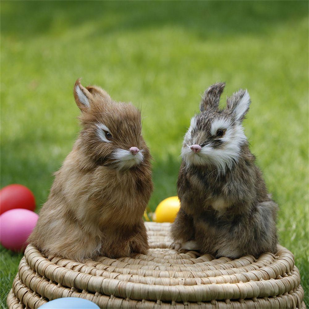 Decoration Lifelike Animal Desktop Furnishings Plush Toys Easter Rabbits Simulation Rabbit Model