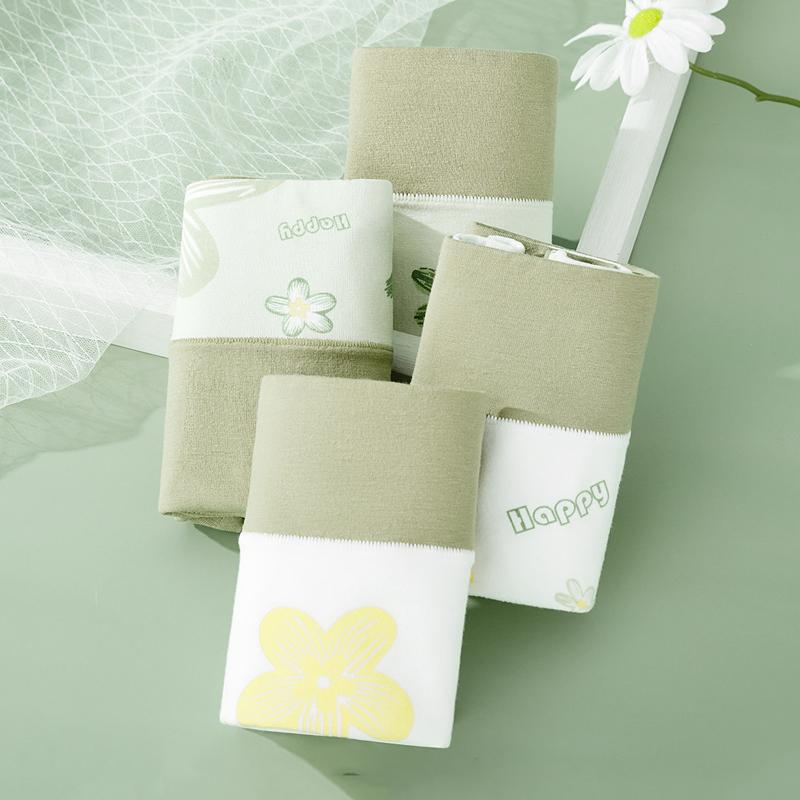 4 шт. хлопковые женские трусики с высокой талией, нижнее белье для похудения, большие размеры, дышащие милые трусики для девочек, мягкое женское белье