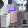 14L/16L Smart Induction Trash Can with LED Light Automatic Dustbin Bin for Kitchen Sensor Intelligent Electric Garbage Storage Bucket