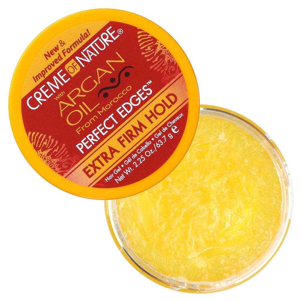 Creme Of Nature Масло марокканской арганы, Perfect Edges, гель для волос сверхсильной фиксации, 63,7 г (2,25 унции)