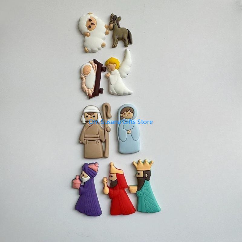 090D 9Pieces Nativity Scene Christmas Novelty Button Flat Back Charm Embellishments