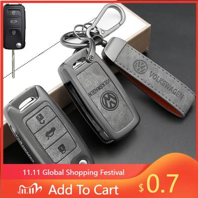 Для VW Кожаный Сплав Автомобильный Чехол-Крышка для Складного Ключа Защитная Оболочка Держатель для VW Volkswagen Polo Tiguan Passat Golf Jetta Lavida Ac