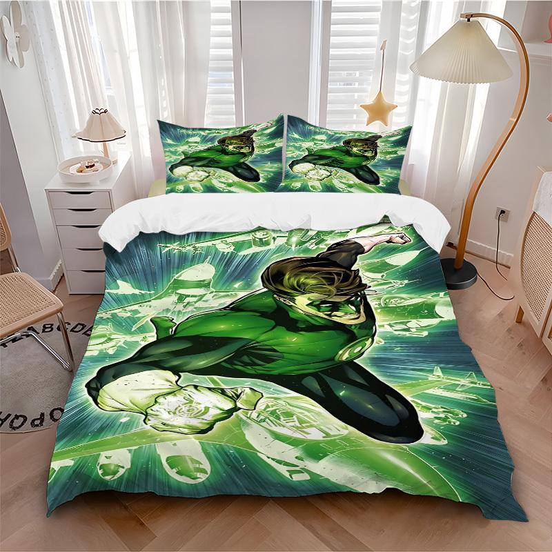 3pcs Green Lantern Ring Cover Set,Soft Comfortable Duvet Cover,Guest Room (1*Duvet Cover + 2*Pillowcases, Without Core) yy251024168