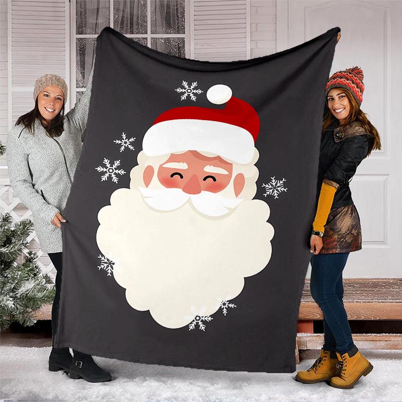 Christmas Santa Claus Theme Printed Blanket - Perfect for Couch, Bed, Travel & Outdoor Use | Machine Washable, Cozy & Durable.