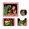4 Christmas Bathroom Sets, Shower Curtain, - Carpet, Horse Cover And - U-shaped Bath Mat, Christmas Holiday Bathroom Decoration
