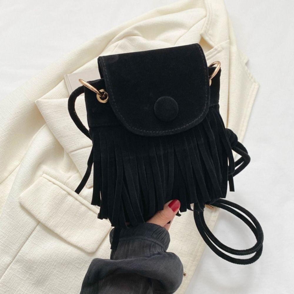 Ретро Богемная Сумка Кроссбоди с Бахромой Нейлоновая Сумка на Плечо с Кисточками Богемная Сумка на Плечо Сумка Мессенджер