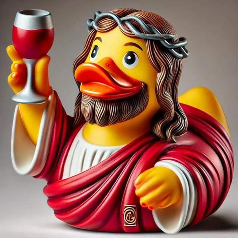 Jesus Duck, Creative Resin Statue Jesus Duck Miniature Animals Multifunctional Christian Decoration Outdoor Animal Decor