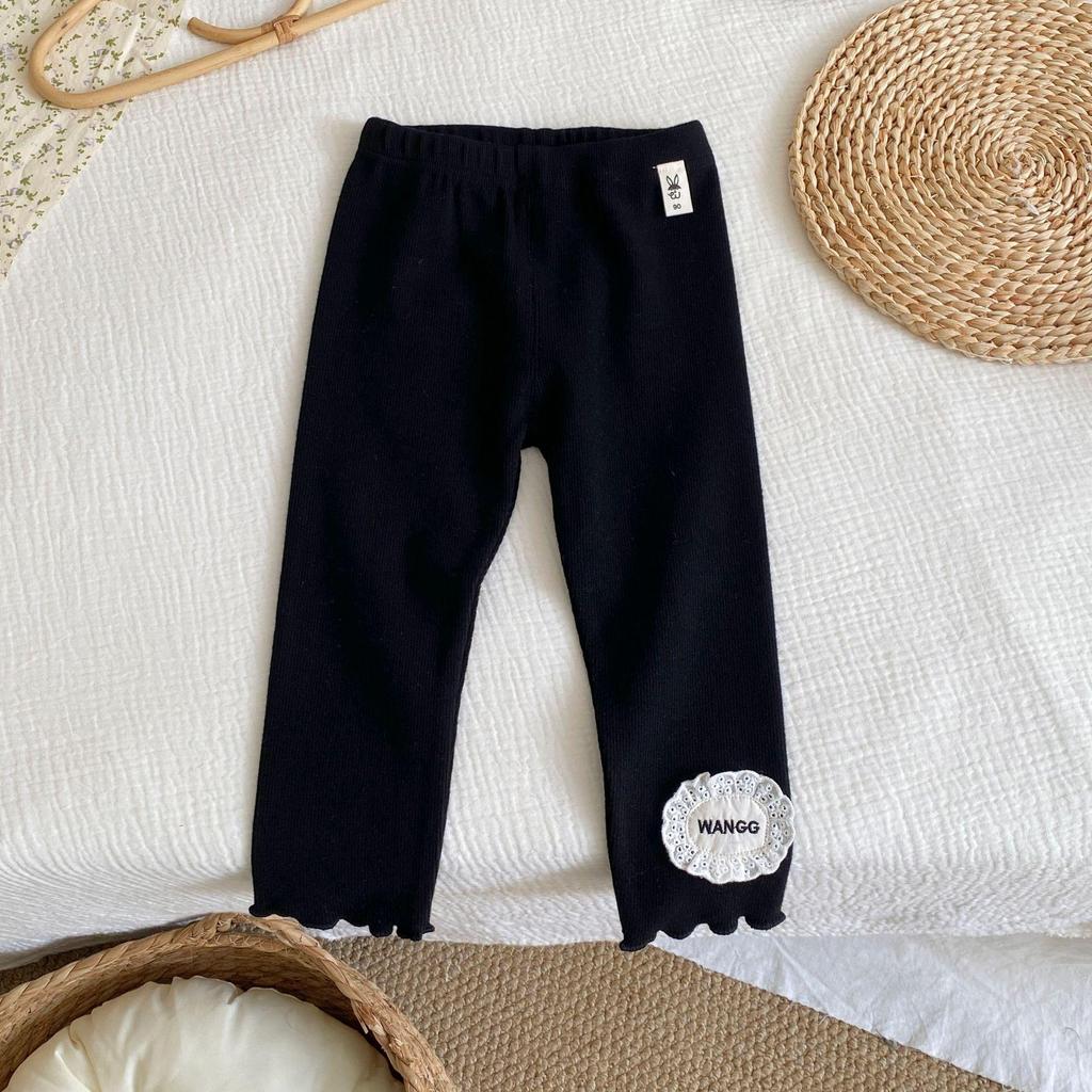 2025 Новый Осенний Стиль Леггинсы Однотонные с Латками на Коленях для Девочек Ясельного Возраста: Модная и универсальная верхняя одежда и брюки