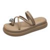 Thick-bottomed bread slippers women's outer wear 2025 summer new Internet celebrity fashion simple versatile open-toe word with sandals
