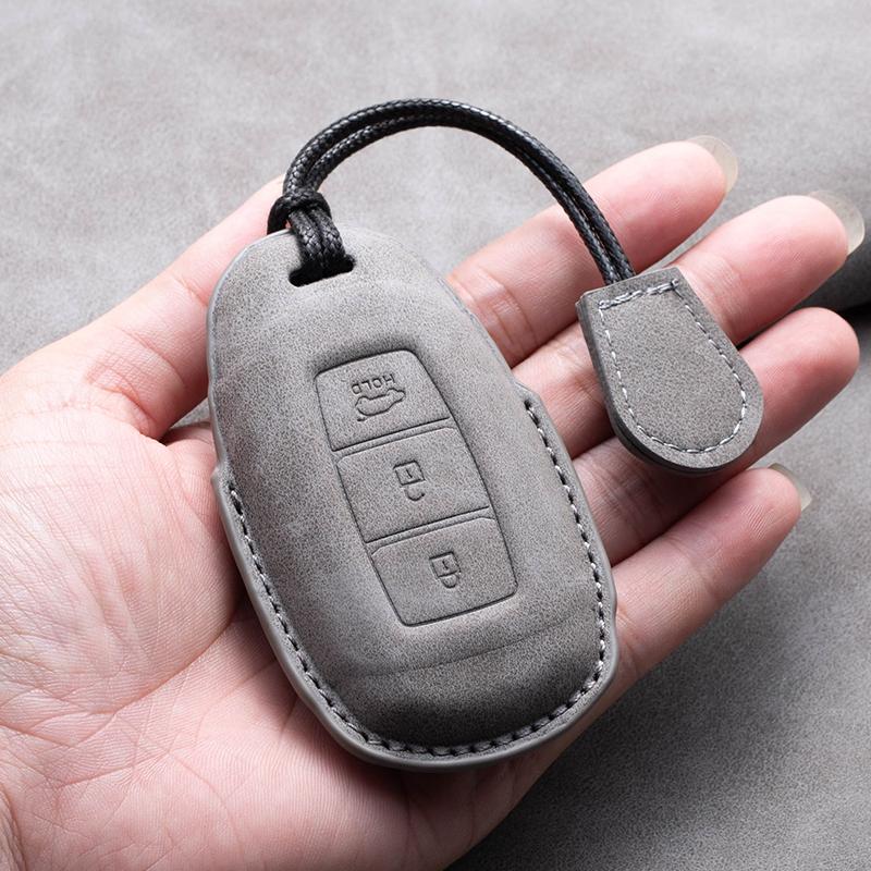 Leather Car Key Case Cover Shell For Hyundai Grand Santa Fe 3 DM I30 IX35 Ix45 Encino KONA Solaris Azera Grandeur Creta 2 Kona