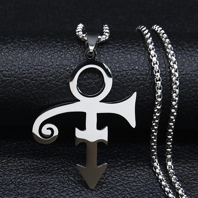 RIP Memorial Symbol Love Logo Steampunk Stainless Steel Necklace Women The Minimalism Artist Love Symbol Prince Necklace Jewelry