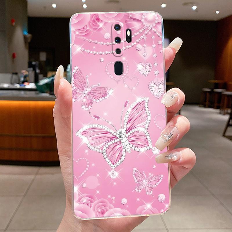 Для OPPO A9 (2020) / А5 (2020) Чехол Роскошная Мода Бабочки Цветы Прозрачный Мягкий Силиконовый Задний Чехол для Телефона Oppo A9 A5 2020