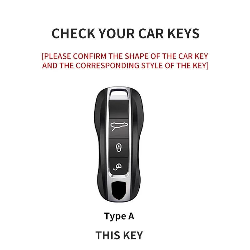 AABKS1 Car Key Case Cover for Porsche Panamera Cayenne 971 911 9YA Macan Boxster 3 Buttons Suede Car Remote Key Shell Fob Accessories
