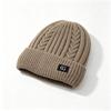 Autumn and winter CG cloth label twist knitted hat for women, flanged wool hat, thickened warm retro pullover hat, cold hat for men