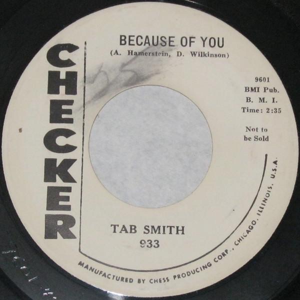 7-дюймовая пластинка TAB SMITH Because Of You 933PROMO Checker 1959 US Jazz Б/у