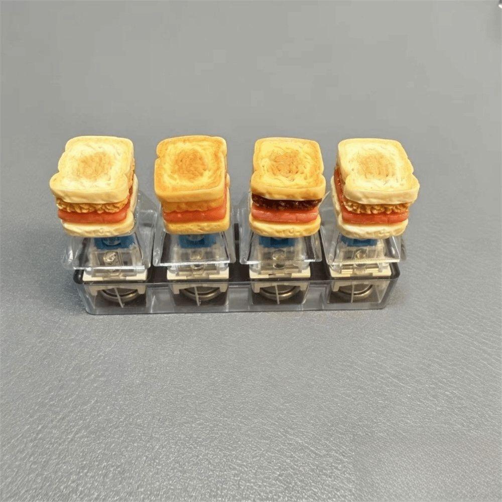 Bread Keycap Stress Relief Clicker Finger Button Fidget Keychain Bag Charms