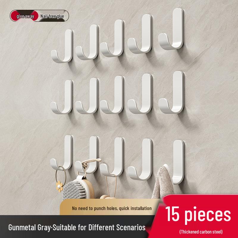 Крючки с сильным клеем без сверления - Настенные наклейки цвета оружейной стали для хранения на кухне, в ванной и на двери
