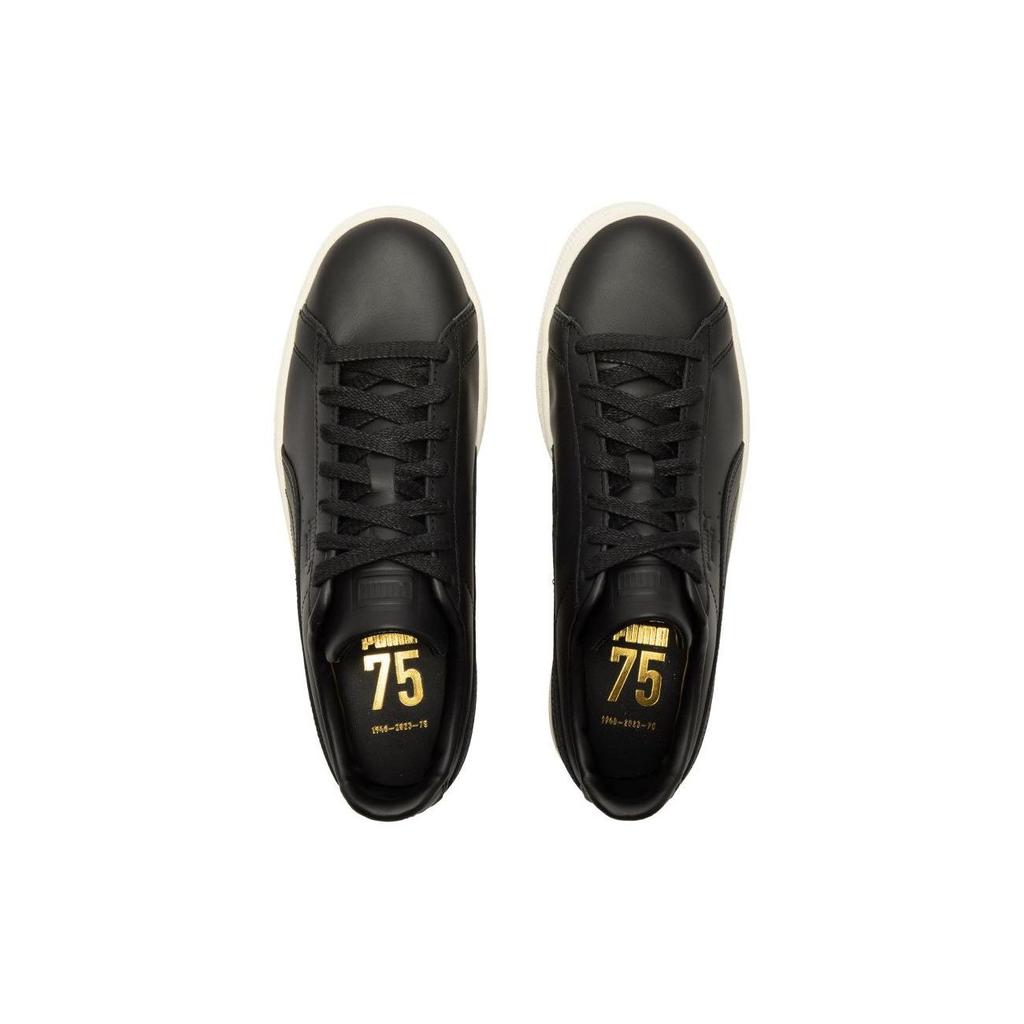 Puma Basket Classic 75Y Prm Leather Slip Resistant Durable Low Top Sneakers Unisex Sneakers Black 394291-01