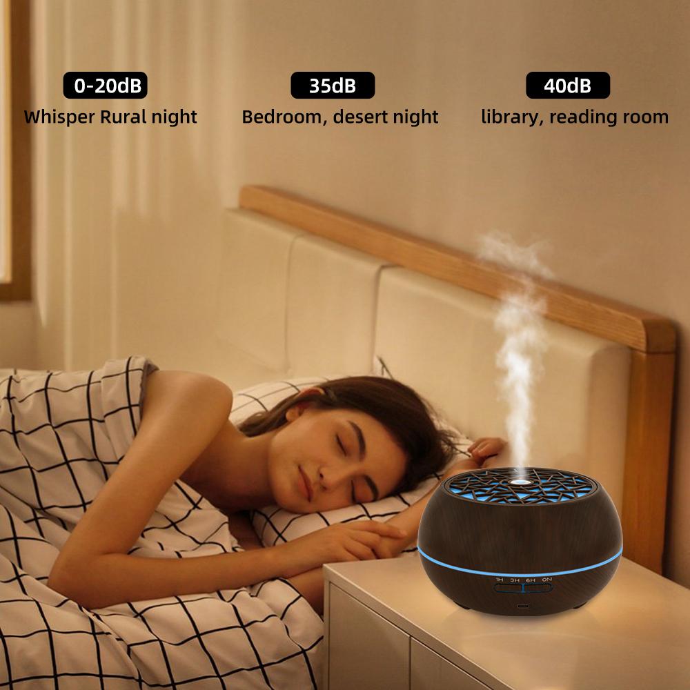 550ml Large Room Essential Oil Diffuser with 6 Premium Oils Remote Control 7 Color LED Light, Auto Timer  Perfect for Home, Offi