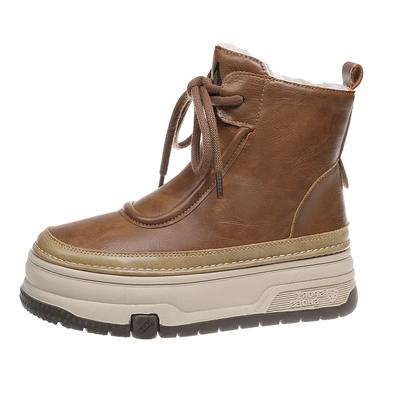 2024 Новая осенне-зимняя женская обувь Модные повседневные сноубутсы на плоской подошве Роскошные дизайнерские ботильоны на платформе Плюшевые Теплые Элегантные