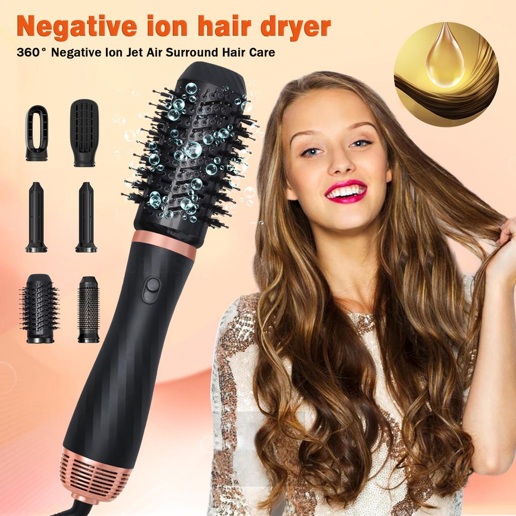 5 in 1 Multi Styler Hair Straightener and Curler Volumizer Brush One Step Hot Air Brush 1000W Air Blow Dryer Hair Styler