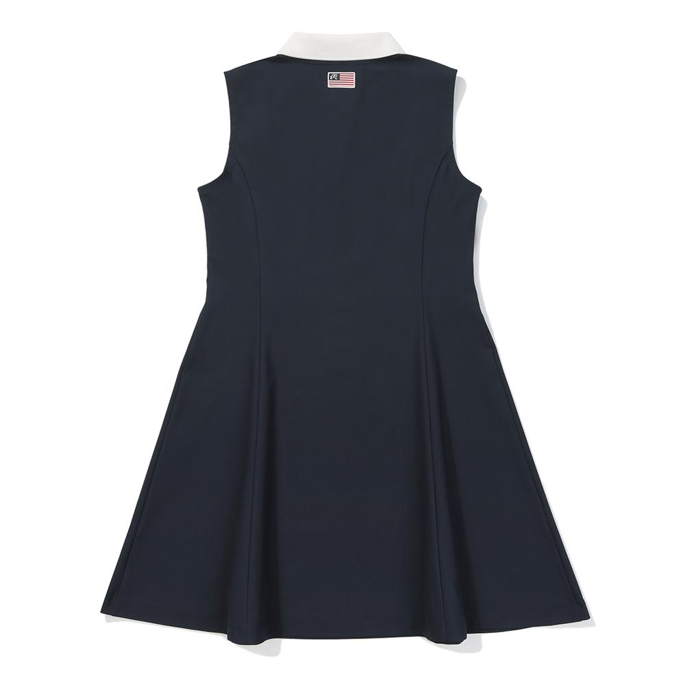 MALBON GOLF Button-Up Sleeveless Dress Navy (Woman)