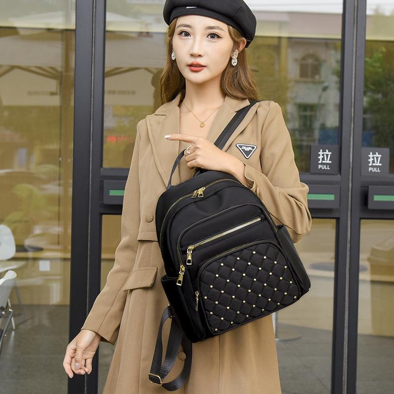 Ромбовидный рюкзак с заклепками, женский рюкзак для путешествий на открытом воздухе