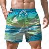 Sea Wave Pattern 3D Print Men's Shorts Quick Dry Swim Shorts Casual Beach Pants Oversized Sports Shorts Trend Men Clothing