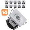 Set of 10 SILVIA 1W Adjustable Square White LED Mini Spotlights