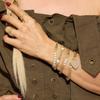 Metal Titanium Steel Bracelet Elegant Rhinestone Bracelet Luxury Cuban Zirconia Necklace  Gifts
