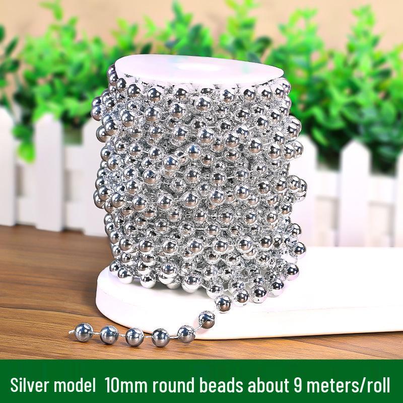 Gold & Silver Electroplated Bead String for DIY Christmas Tree Decorations