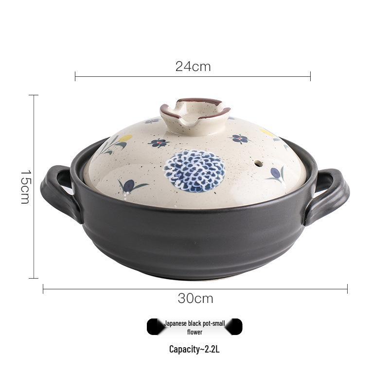 Японская кастрюля для тушения, расписанная вручную, устойчивая к высоким температурам - керамическая кастрюля с крышкой