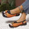 Flat Sandals for Women 2025 New Style Toe European and American Square Toe Casual Back Elastic Roman Sandals