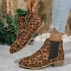 Осенние сексуальные ботильоны с леопардовым принтом, женские ботинки челси с острым носком и квадратным каблуком, женские высококачественные туфли на среднем каблуке, голые ботинки женские