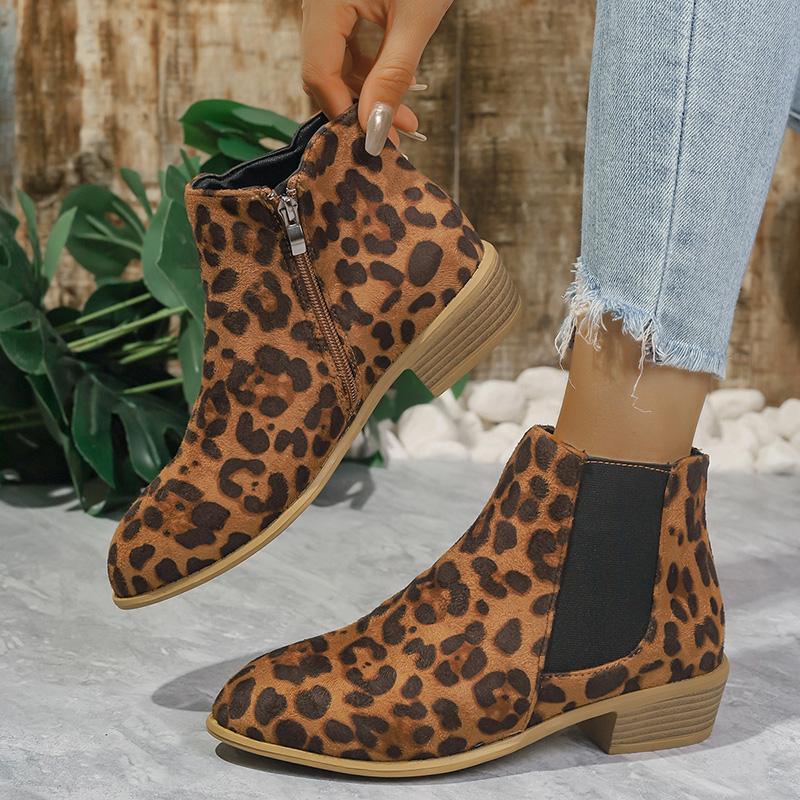 Осенние сексуальные ботильоны с леопардовым принтом, женские ботинки челси с острым носком и квадратным каблуком, женские высококачественные туфли на среднем каблуке, голые ботинки женские
