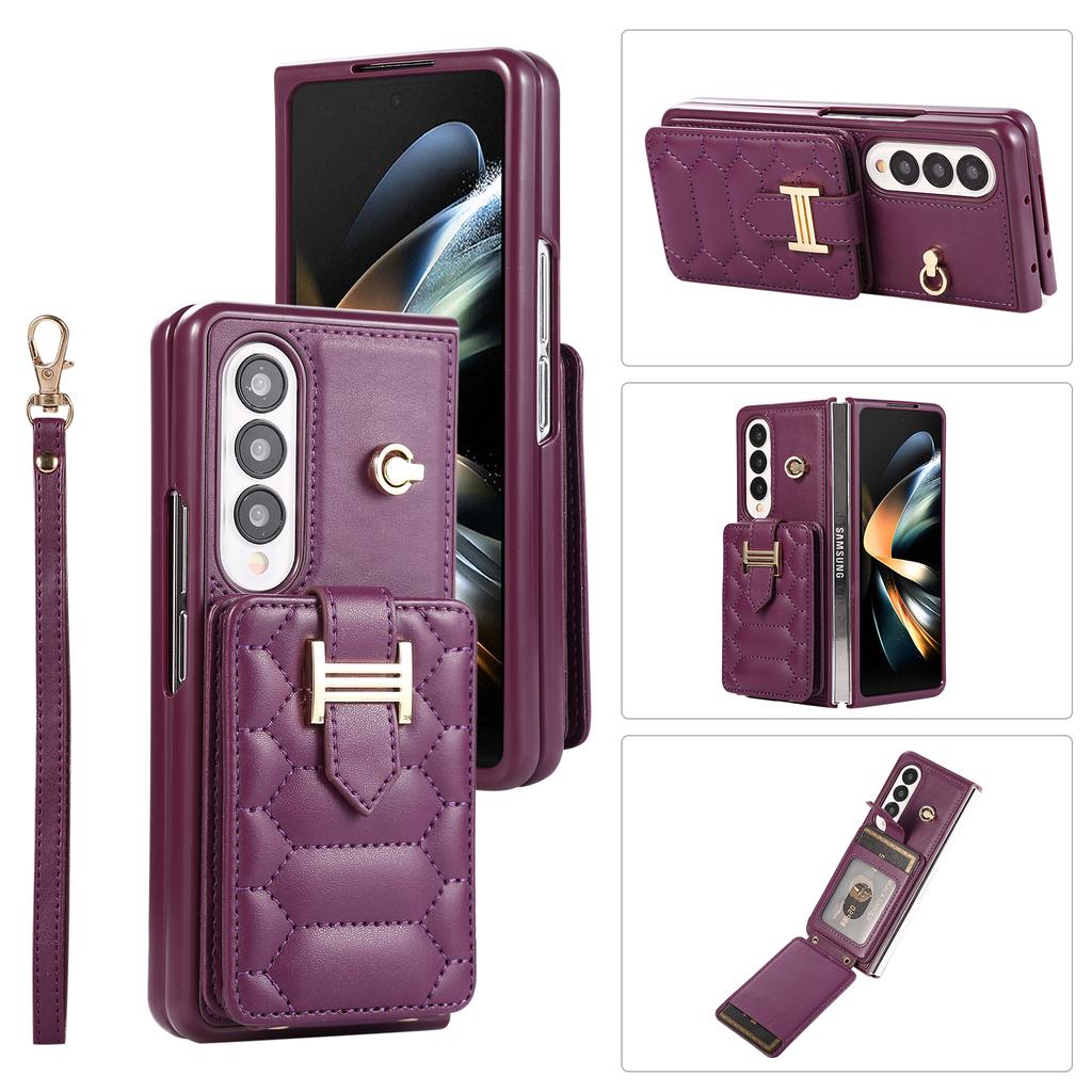 Чехол-кошелек на ремешке через плечо для Samsung Galaxy Z Fold 7 6 5 4 3 Fold7 Fold6, обложка-книжка с ремешком на запястье, кожаный держатель для карт